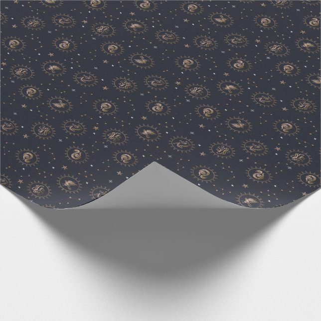 Hogwarts House Crests Constellation Pattern Wrapping Paper (Corner)