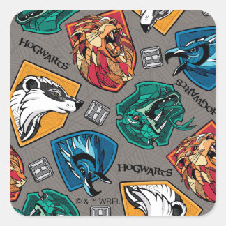 HOGWARTS™ Houses Crosshatched Pattern Square Sticker