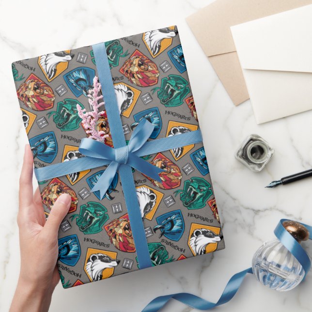 HOGWARTS™ Houses Crosshatched Pattern Wrapping Paper (Gifting)