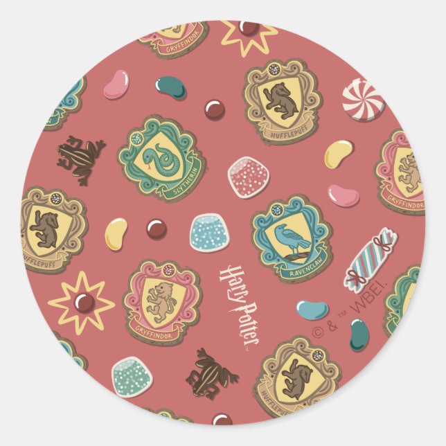 HOGWARTS™ Houses Holiday Cookie Pattern Classic Round Sticker (Front)