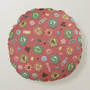 HOGWARTS™ Houses Holiday Cookie Pattern Round Pillow