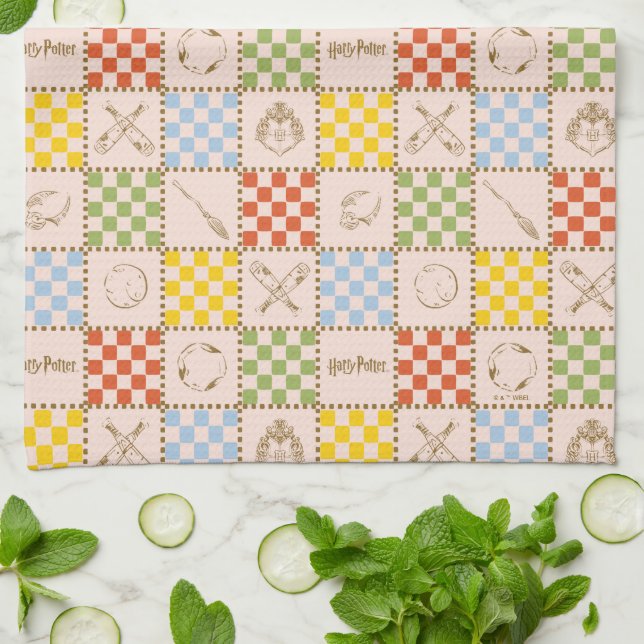 HOGWARTS™ QUIDDITCH™ Team Chequered Pattern Kitchen Towel (Folded)