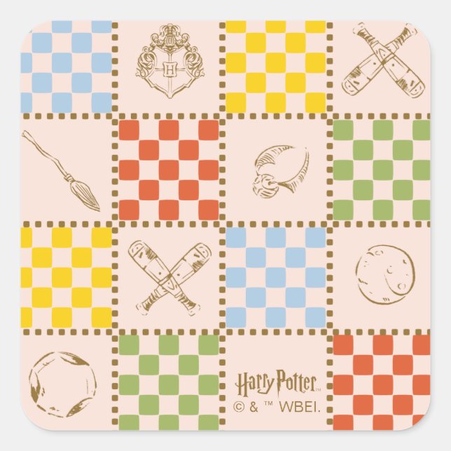 HOGWARTS™ QUIDDITCH™ Team Chequered Pattern Square Sticker (Front)