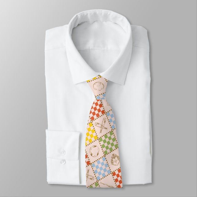 HOGWARTS™ QUIDDITCH™ Team Chequered Pattern Tie (Tied)