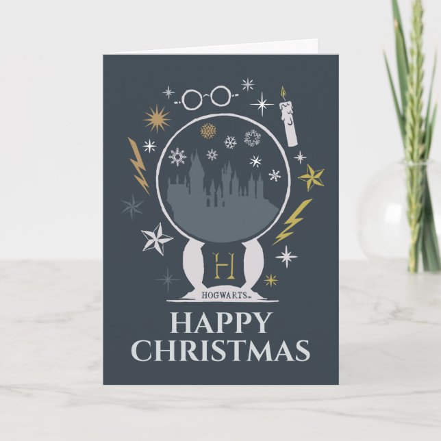 HOGWARTS™ Snow Globe Graphic Holiday Card (Front)