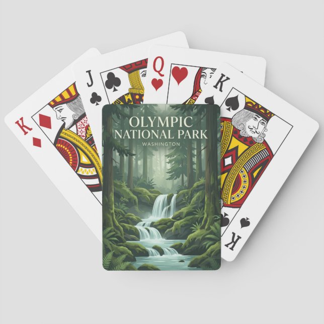 Hoh Rain Forest Waterfall Washington Playing Cards (Back)