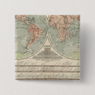 Hohen und Tiefen - Highs and Lows Atlas Map 2 Inch Square Button