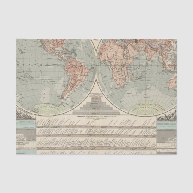 Hohen und Tiefen - Highs and Lows Atlas Map Tissue Paper (Front)
