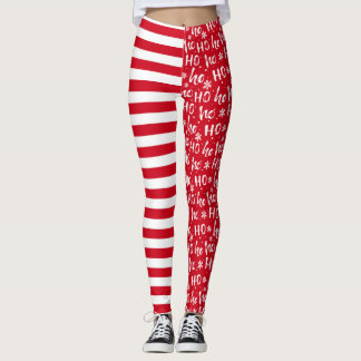 HoHo Christmas with Red Stripes Leggings