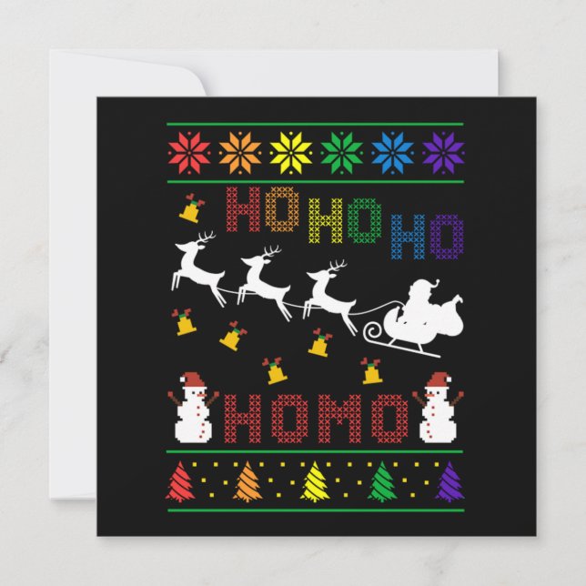 Hoho Homo LGBT Ugly Christmas Sweater Shirt Gift Invitation (Front)