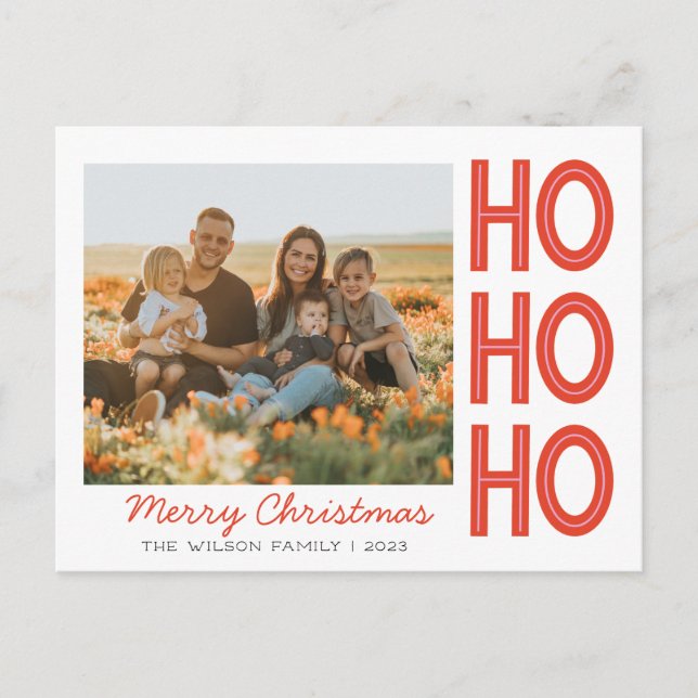 HoHoHo Carte photo de famille de Noël personnalisé (Devant)
