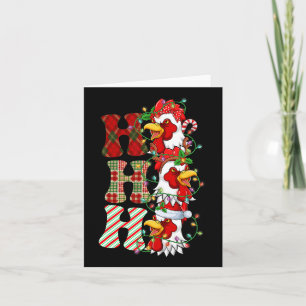 Hohoho Chickens Santa Hat Reindeer Merry Christmas Card