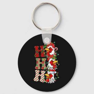 Hohoho Chickens Santa Hat Reindeer Merry Christmas Keychain