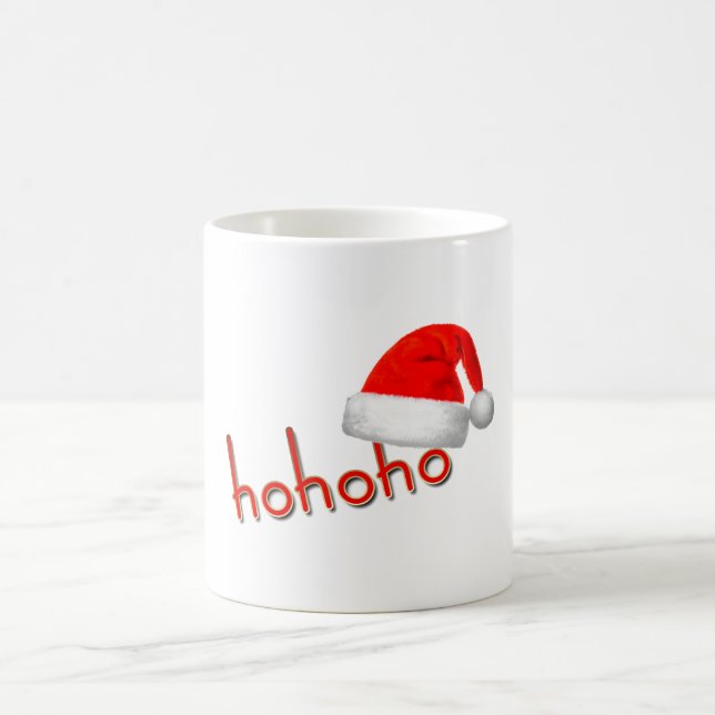 HoHoHo Christmas Hat Red White Simple Coffee Mug (Center)