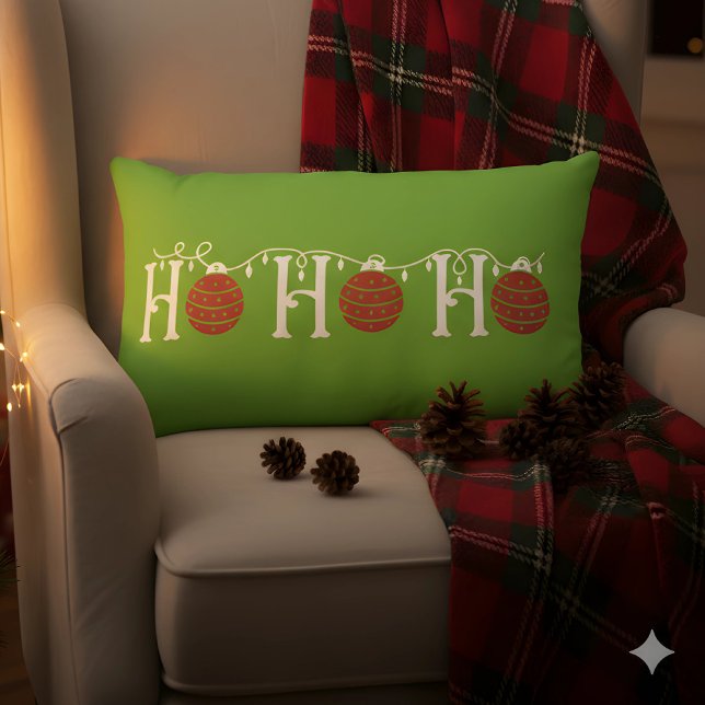 HoHoHo Christmas  Lumbar Pillow (Ho Ho Ho Christmas Pillow)
