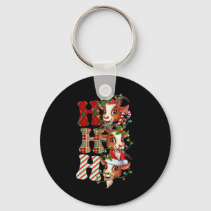Hohoho Goats Santa Claus Hat Reindeer Merry Christ Keychain