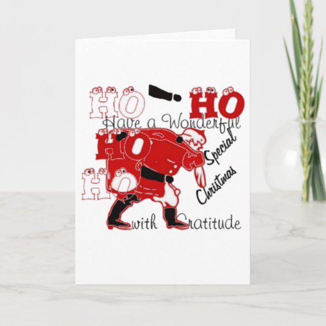 HOHOHO Have a Wonderful Christmas With Gratitude Holiday Card (Front)