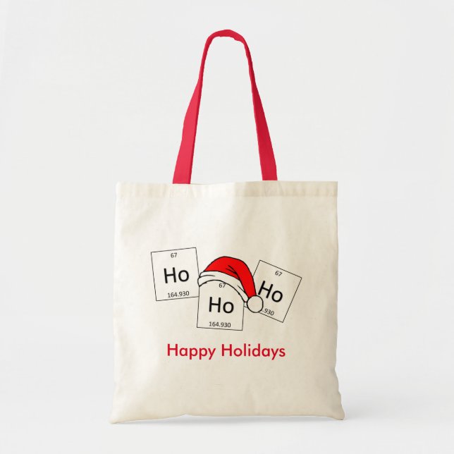 HoHoHo Holmium Chemistry Element Christmas Pun Tote Bag (Front)
