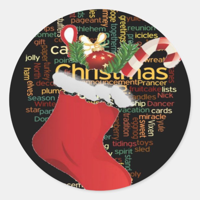 HoHoHo! Merry Christmas GIFTS and a Happy New Year Classic Round Sticker (Front)