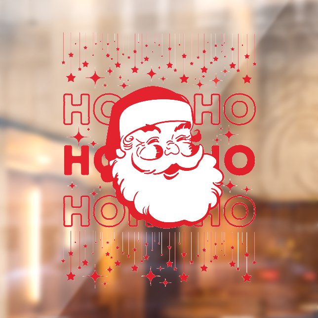 Hohoho Red Retro Santa Claus Starry Sky Window Cling (Sheet 2)