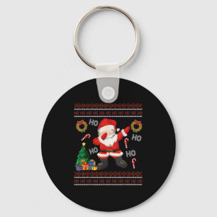 Hohoho Santa Claus Dabbing Ugly Christmas Sweater  Keychain