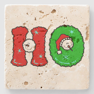 HOHOHO Santa Claus Laugh SnowMan Cute Christmas Stone Coaster