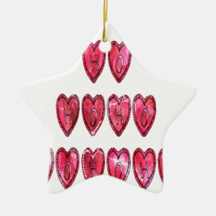 Hohoho! Santa cool hearts text Christmas love desi Ceramic Ornament
