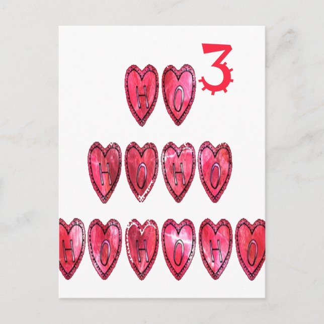 Hohoho! Santa cool hearts text Christmas love desi Holiday Postcard (Front)