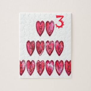 Hohoho! Santa cool hearts text Christmas love desi Jigsaw Puzzle