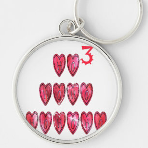 Hohoho! Santa cool hearts text Christmas love desi Keychain