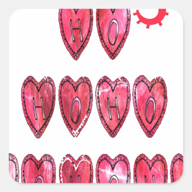 Hohoho! Santa cool hearts text Christmas love desi Square Sticker (Front)