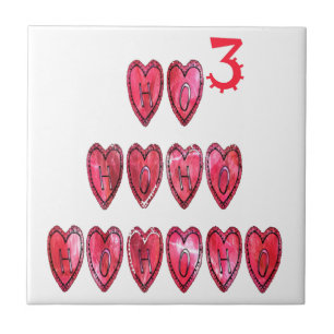 Hohoho! Santa cool hearts text Christmas love desi Tile