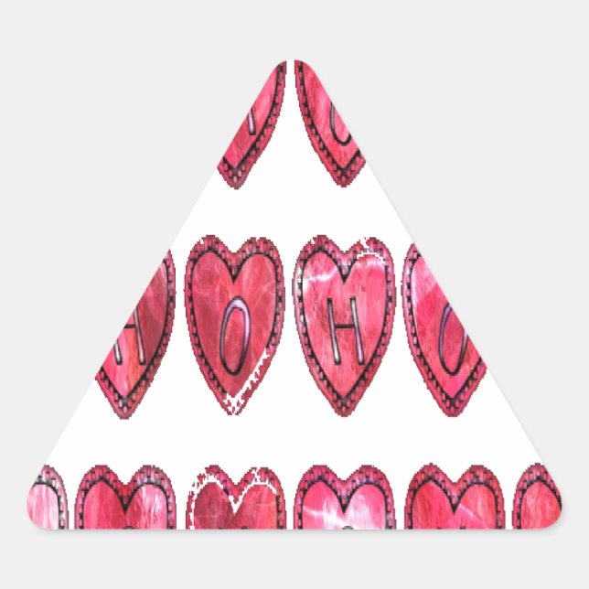 Hohoho! Santa cool hearts text Christmas love desi Triangle Sticker (Front)