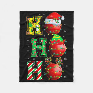 Hohoho Santa Elf Reindeer Bowling Bylls And Christ Fleece Blanket