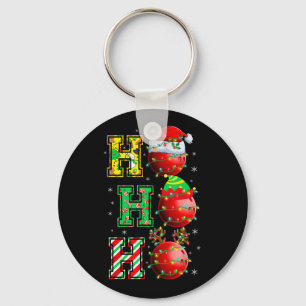 Hohoho Santa Elf Reindeer Bowling Bylls And Christ Keychain