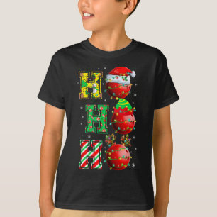 Hohoho Santa Elf Reindeer Bowling Bylls And Christ T-Shirt