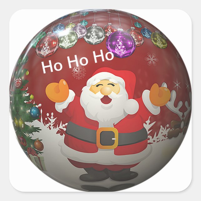 “HoHoHo Santa”  Square Sticker (Front)