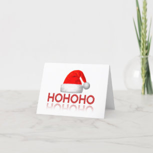 HoHoHo Simple Santa Hat Red White Holiday Card