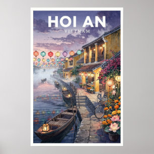 Hoi An Vietnam Vintage Travel Poster