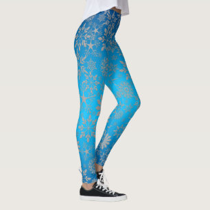Hoilday  Snowflake Pattern Blue Leggings