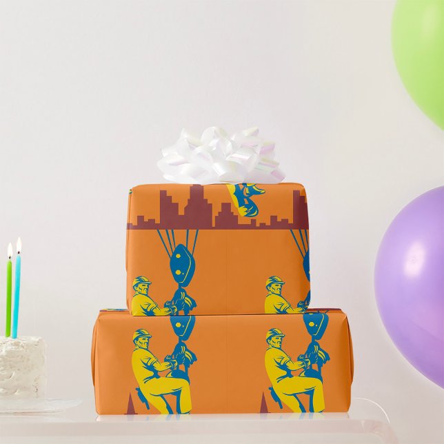 Hoisted Construction Worker Wrapping Paper (Creator Uploaded)