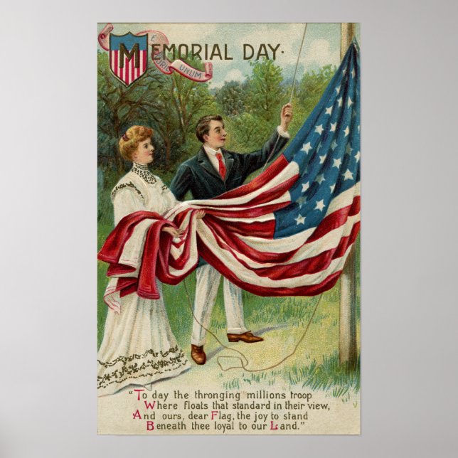 Hoisting the Flag on Memorial Day Poster (Front)