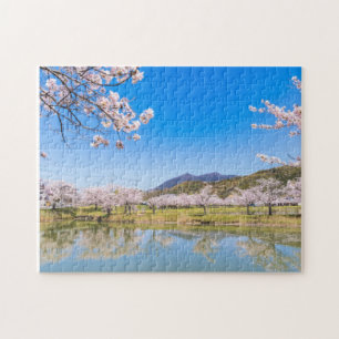 Hojo Pond and cherry blossoms Jigsaw Puzzle