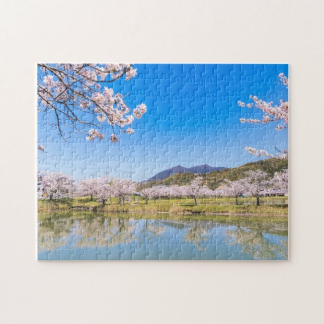Hojo Pond and cherry blossoms Jigsaw Puzzle (Horizontal)