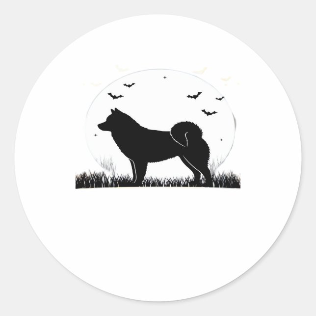 Hokkaido Dog � Halloween Moon Silhouette Classic T Classic Round Sticker (Front)