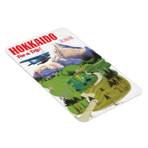 Hokkaido japan vintage vintage style travel poster magnet