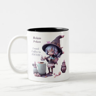 Hokos pokus I need coffee to focus Two-Tone Coffee Mug