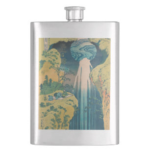 Hokusai Amida Falls Japan Waterfall Hip Flask