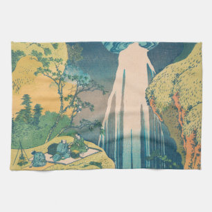 Hokusai Amida Falls Japan Waterfall  Kitchen Towel