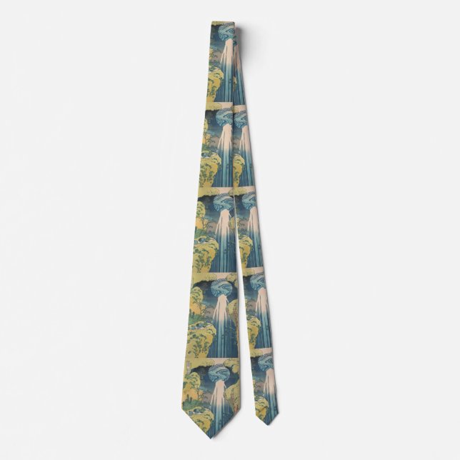 Hokusai Amida Falls Japan Waterfall  Tie (Front)